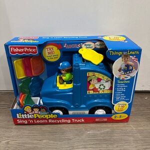 2010 Fisher Price Little People Sing 'n Learn Recycling Truck 3 Figures Rare!